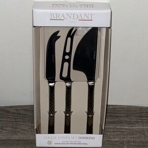 BRANDANI ITALY DIAMOND COLLECTION 3pc. STAINLESS STEEL CHEESE KNIVES NEW IN BOX